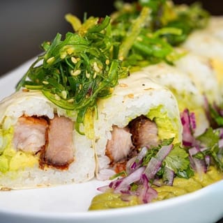 Asian Pork Belly Acevichado Roll